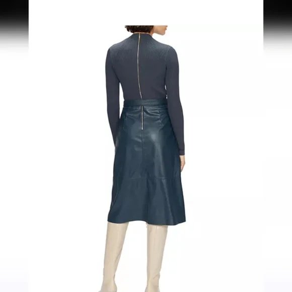 Ted Baker Alltaa Knitted Bodice Pleather Skirt Dress